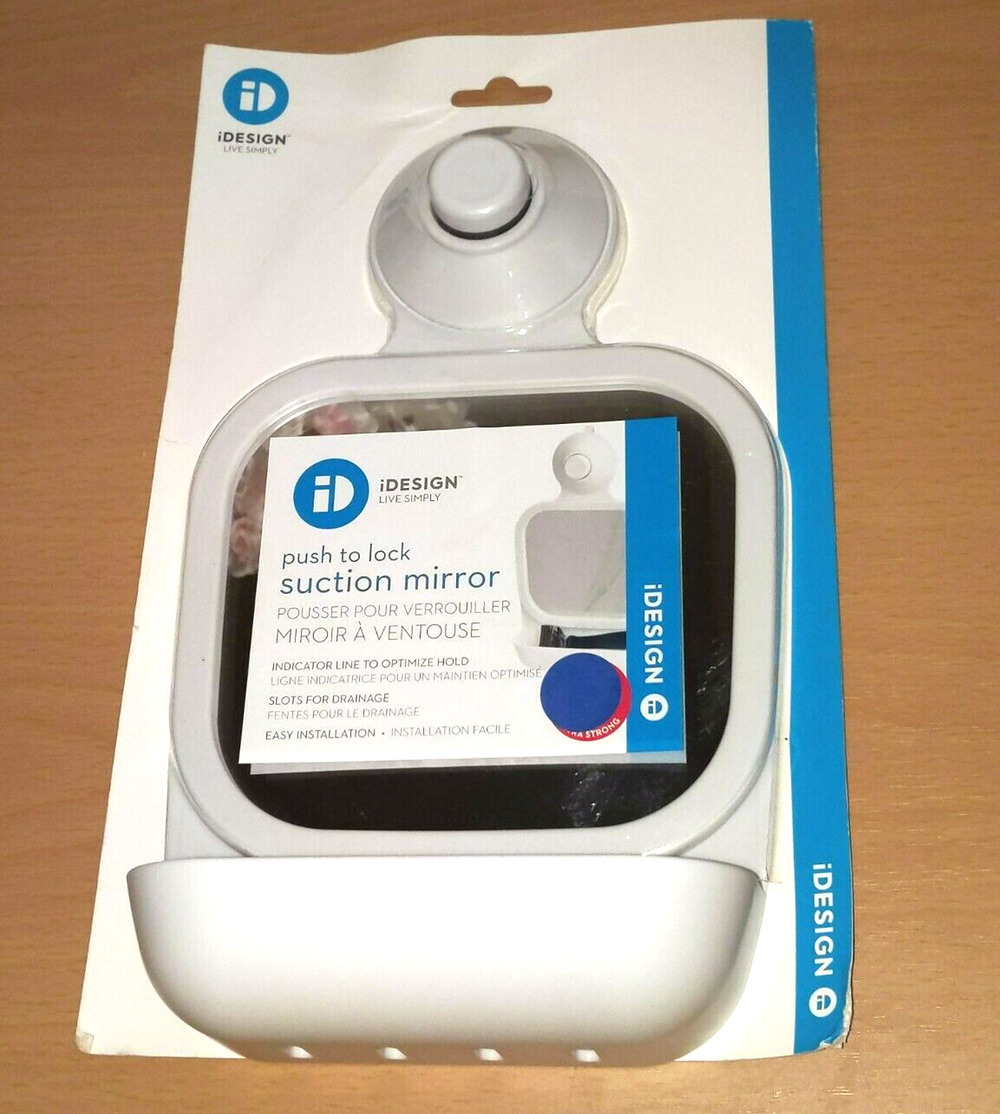 Cade Push Lock Suction Mirror White - iDESIGN 4.5"x4" Mirror